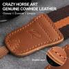 Padwa Lifestyle Brown Yellow Striped Camera Strap - 1.5" Double Crazy Horse Cowhide Head Cotton Camera Straps,Adjustable Neck Shoulder Universal Woven Straps for DSLR Cameras and Photographers Gift view 2