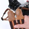 Padwa Lifestyle Brown Yellow Striped Camera Strap - 1.5" Double Crazy Horse Cowhide Head Cotton Camera Straps,Adjustable Neck Shoulder Universal Woven Straps for DSLR Cameras and Photographers Gift view 4