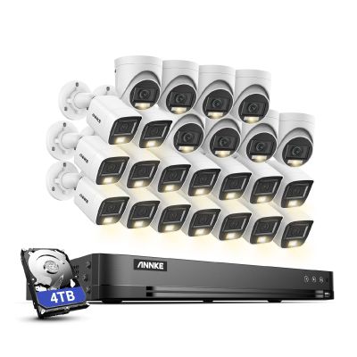 ANNKE 1080P Security Camera System, 32CH 3K Lite 5-in-1 DVR, 8X 2MP Outdoor Wired Turret Cameras & 16x 2MP Bullet Cams with Smart Color Night Vision, Built-in Mic, AI Motion Detection, 4TB Hard Drive