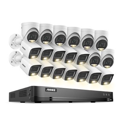 ANNKE 1080P Security Camera System, 32CH 3K Lite 5-in-1 DVR, 8X 2MP Outdoor Wired Turret Cameras & 12x 2MP Bullet Cams with Smart Color Night Vision, Built-in Mic, AI Motion Detection, NO Hard Drive