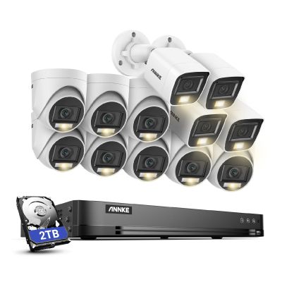 ANNKE 1080P Security Camera System, 32CH 3K Lite 5-in-1 DVR, 8X 2MP Outdoor Wired Turret Cameras & 4X 2MP Bullet Cams with Smart Color Night Vision, Built-in Mic, AI Motion Detection, 2TB Hard Drive