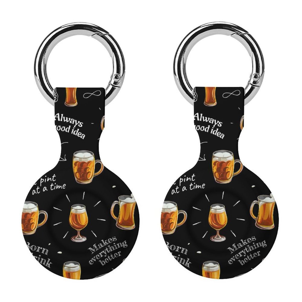 Beer Glasses Case Compatible with Airtag Holder Shockproof with Keychain for Pet Tracking Bags Keys Luggage 2PCS