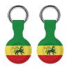 Ethiopian Rastafarian Lion Flag Case Compatible with Airtag Holder Shockproof with Keychain for Pet Tracking Bags Keys Luggage 2PCS view 1