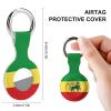 Ethiopian Rastafarian Lion Flag Case Compatible with Airtag Holder Shockproof with Keychain for Pet Tracking Bags Keys Luggage 2PCS view 2