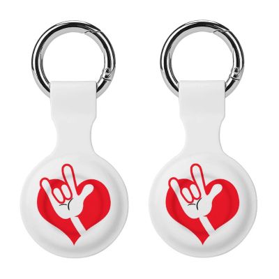 American Sign Language I Love You Case Compatible with Airtag Holder Shockproof with Keychain for Pet Tracking Bags Keys Luggage 2PCS