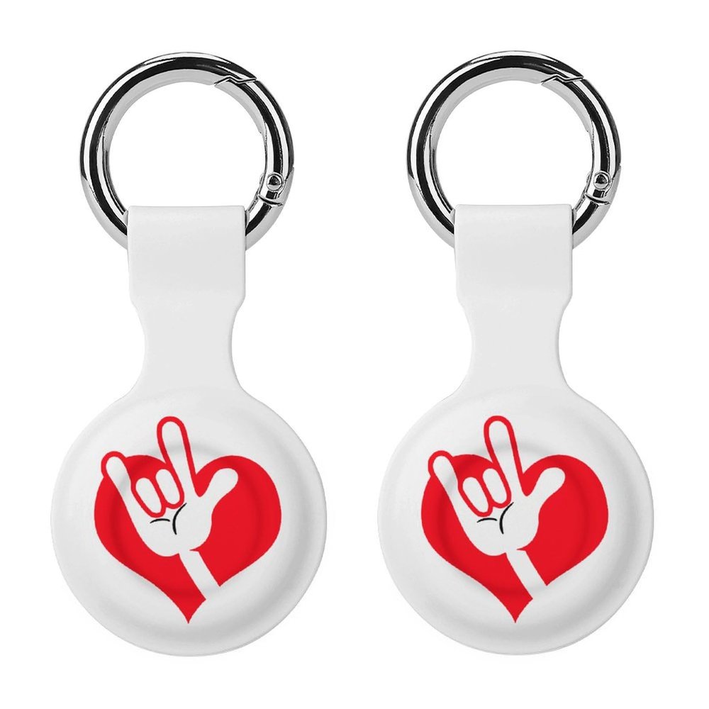 American Sign Language I Love You Case Compatible with Airtag Holder Shockproof with Keychain for Pet Tracking Bags Keys Luggage 2PCS