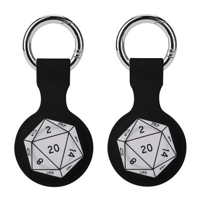 D20 Dice Case Compatible with Airtag Holder Shockproof with Keychain for Pet Tracking Bags Keys Luggage 2PCS