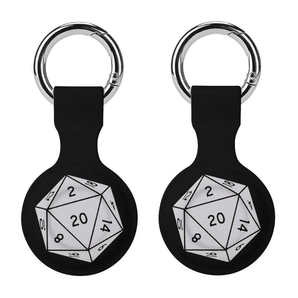 D20 Dice Case Compatible with Airtag Holder Shockproof with Keychain for Pet Tracking Bags Keys Luggage 2PCS