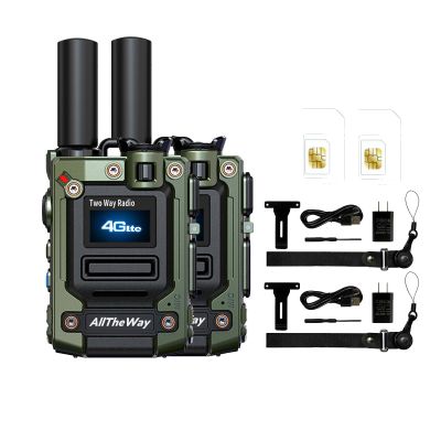 Global Walkie Talkie Unlimited Range Nationwide 4G LTE PTT Two Way Radio with Flashlight Long Range Two Way Radio for Family, Team Work(2pcswithSIMcards, Green)