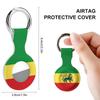 Ethiopian Rastafarian Lion Flag Case Compatible with Airtag Holder Shockproof with Keychain for Pet Tracking Bags Keys Luggage 4PCS view 2