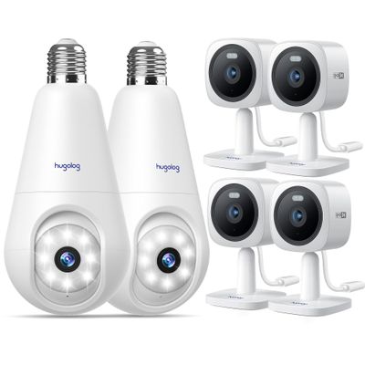 Hugolog 2K Light Bulb Security Cameras Wireless Outdoor-2.4GHz Cameras for Home Security & 3K 5MP Outdoor Indoor Security Camera