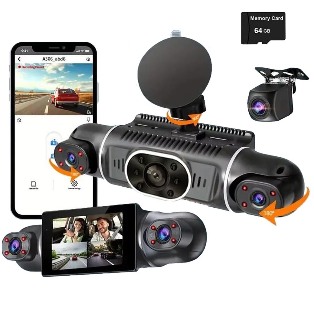 4 Channel Dash Cam for Cars,HD 1080P WiFi APP Control 360Degree 3 inch Car DVR Video Recorder,Front Left Right Rear View Camera 24H Parking Monitor Car Assecories