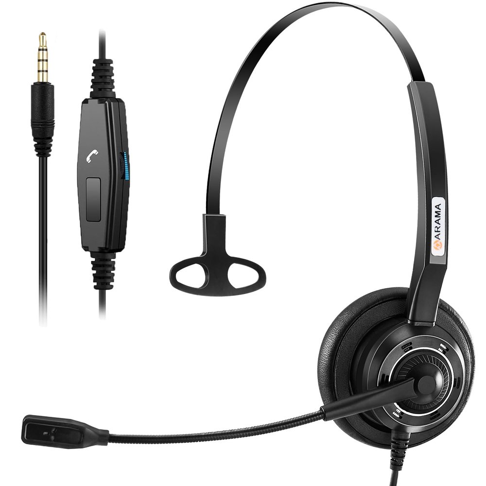 Arama Cell Phone Headset with Microphone Noise Cancelling 3.5mm Headset for iPhone,Android,BlackBerry Mobile Phone and iPad Tablets (A200MP)