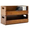 CroBlissful 2 Set Wooden CD Storage Box Holder Shelf Cassette Tape Display Racks with Carrying Handles, Organizer Shelf for Movie Cases, DVDs, Each Set Can Store up to 36 Pcs CDs (Brown) view 1