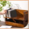 CroBlissful 2 Set Wooden CD Storage Box Holder Shelf Cassette Tape Display Racks with Carrying Handles, Organizer Shelf for Movie Cases, DVDs, Each Set Can Store up to 36 Pcs CDs (Brown) view 4