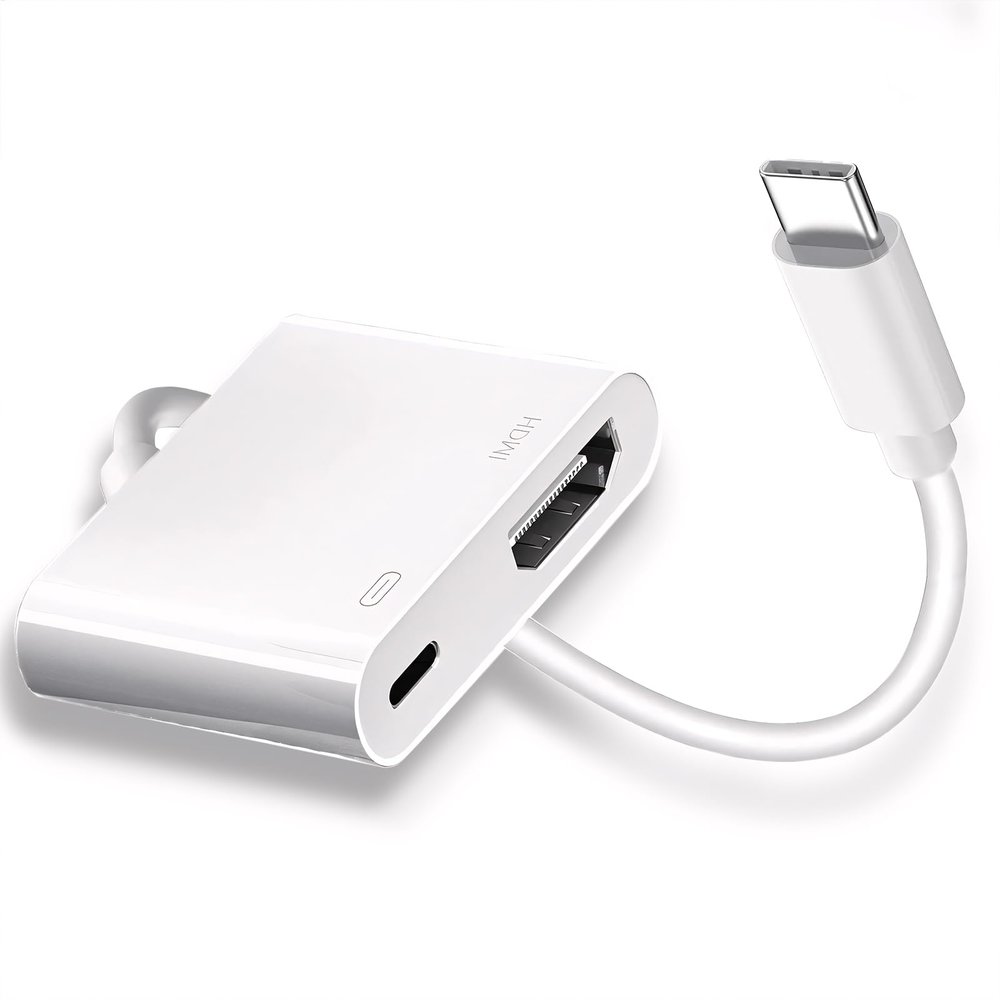 Kinhaly USB C to HDMI for TV, 4K@60Hz Type C to HDMI Adapter with Charging Port, iPhone to Hdmi to USB C Adapter Compatible for iPhone 16/15 Series/iPad Pro/Galaxy/MacBook Pro to HDTV Projector