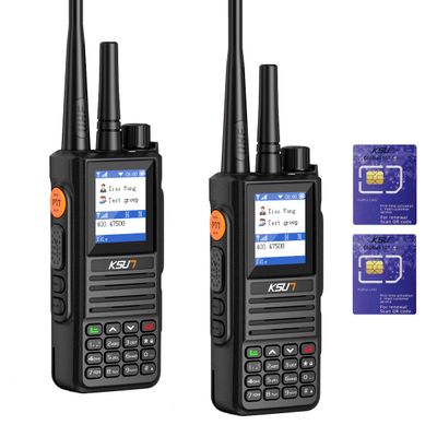 KSUN 4G Network Lifetime Free Global POC Radios PTT with Pre-Paid SIM Card Walkie Talkies Unlimited Range, Handheld UHF Dual Mode, Gifts for Family Bus Drivers, Camping KSUN CT58 (2 Pack)