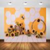 BELECO 5x3ft Fabric Honey Bee Backdrop Sweet Bee with Sunflowers Honeycomb Bee Beehive Background Bee Theme Princess Girl Birthday Party Decoration Baby Shower Banner Photo Booth Shoot Studio Prop view 1
