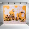 BELECO 5x3ft Fabric Honey Bee Backdrop Sweet Bee with Sunflowers Honeycomb Bee Beehive Background Bee Theme Princess Girl Birthday Party Decoration Baby Shower Banner Photo Booth Shoot Studio Prop view 3