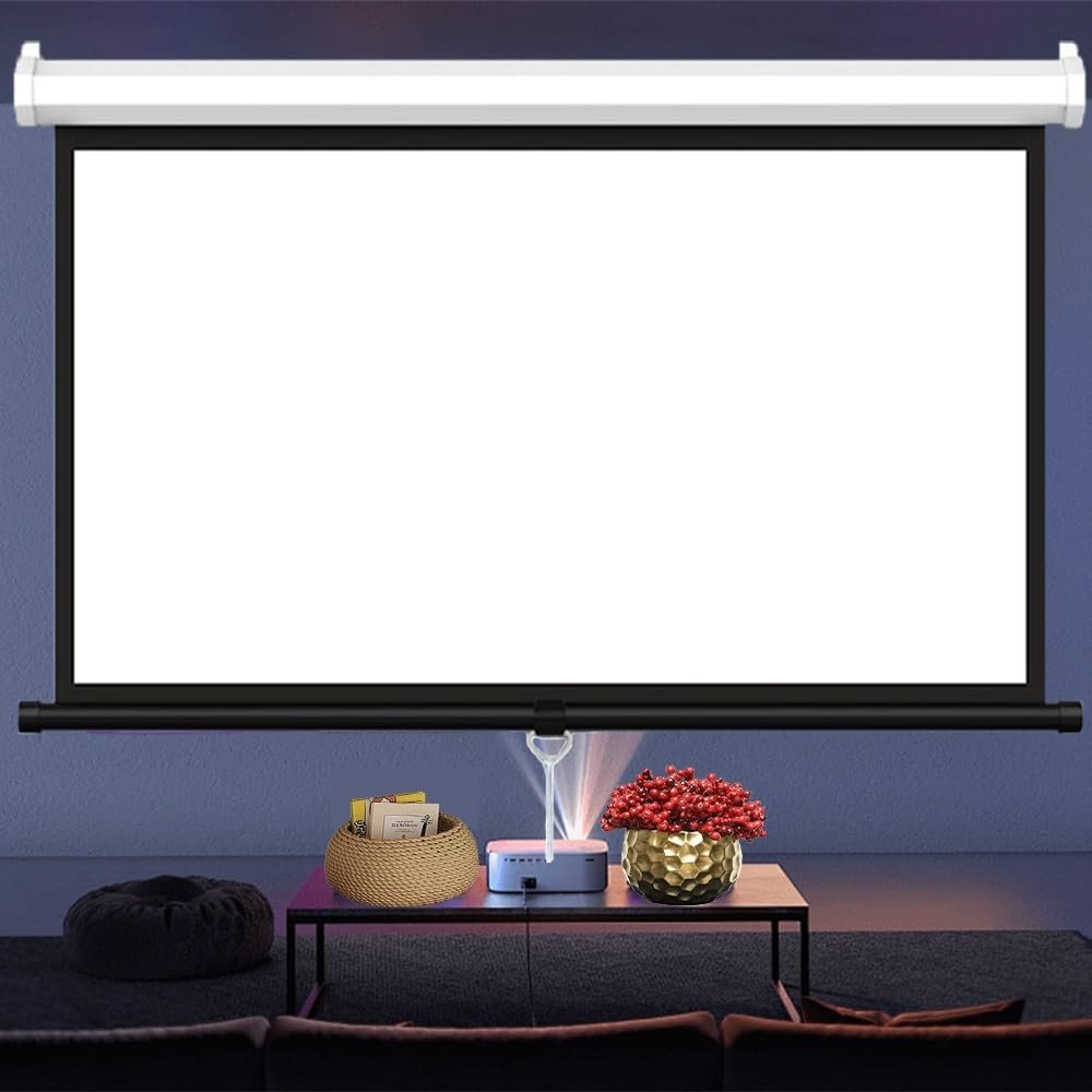 60" 72" Projection Screen Retractable Projector Screen for Indoor Outdoor Home Theater Movie Screen, Wall Mountable(60inch(16:9))