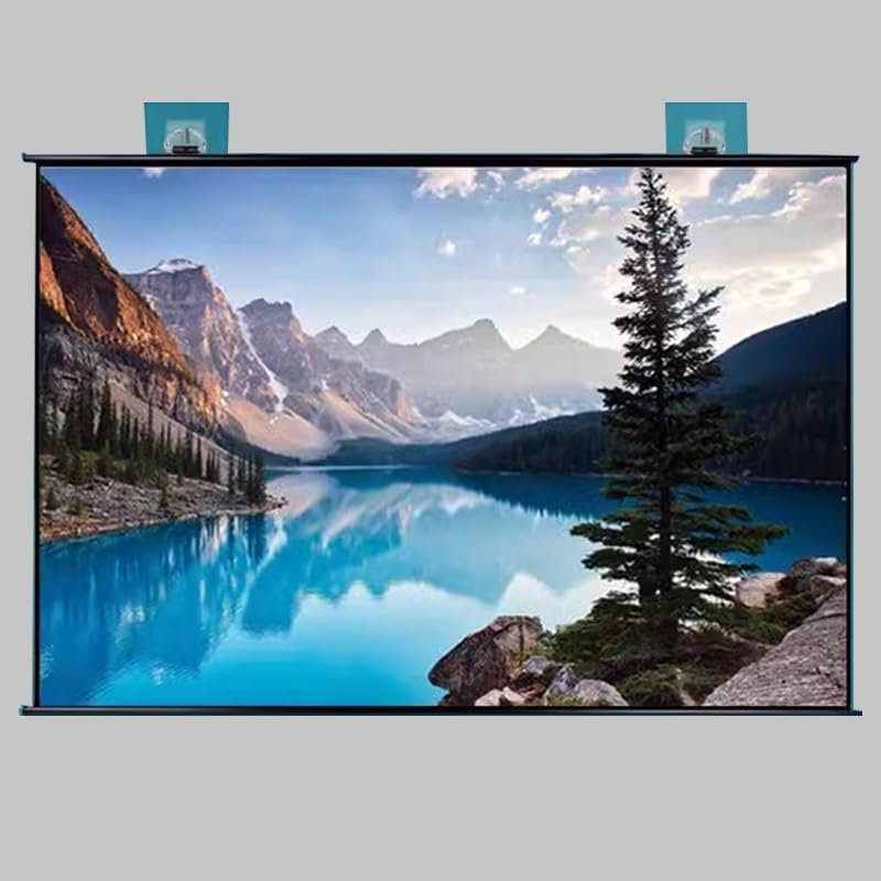 Manual Pull Down Projector Screen 30'' 40'' 50'' 60'' Wrinkle-Free Projection Screen 4K Portable Mobile Movie Screen for Home Cinema, Office Public Display, Meeting Camping(30inch-4:3)