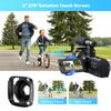 4k Video Camera Camcorder 56MP Dual Lens Cam Corder with WiFi IR Night Vision YouTube Camera,16X Digital Zoom Touch Screen Video Recorder with 64GB SD Card, Tripod, Remote Control, 2 Batteries view 4