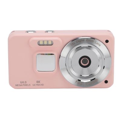 Upgrade Digital Camera, Portable 64MP 4K 18x Zoom Autofocus Anti Shake Selfie HD Video Vlogging Camera Compact Travel Camera for Teen Boy Girl Kids (Pink)