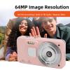 Upgrade Digital Camera, Portable 64MP 4K 18x Zoom Autofocus Anti Shake Selfie HD Video Vlogging Camera Compact Travel Camera for Teen Boy Girl Kids (Pink) view 2