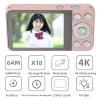 Upgrade Digital Camera, Portable 64MP 4K 18x Zoom Autofocus Anti Shake Selfie HD Video Vlogging Camera Compact Travel Camera for Teen Boy Girl Kids (Pink) view 3