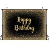 10X10ft Happy Birthday Photo Backdrop Photography Background for Girls Women, Gold Black Shining Dot Glitter Sparkle Banner Backdrops Photo Booth Prop Decorations Wall Decor Tablecloth view 2