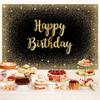 10X10ft Happy Birthday Photo Backdrop Photography Background for Girls Women, Gold Black Shining Dot Glitter Sparkle Banner Backdrops Photo Booth Prop Decorations Wall Decor Tablecloth view 3