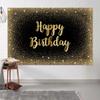 10X10ft Happy Birthday Photo Backdrop Photography Background for Girls Women, Gold Black Shining Dot Glitter Sparkle Banner Backdrops Photo Booth Prop Decorations Wall Decor Tablecloth view 4