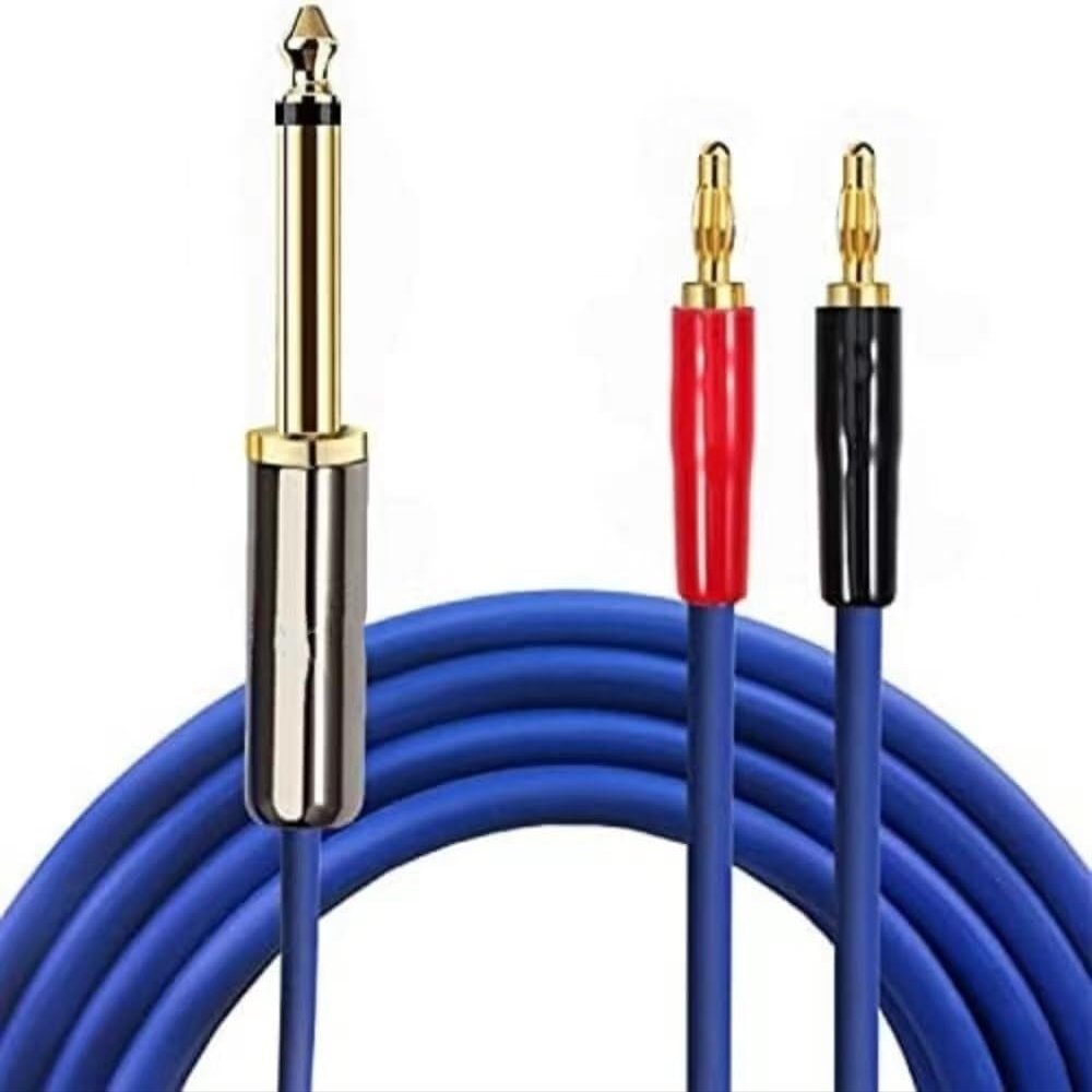 Active Speaker Cable Mono 6.35mm to Dual Banana Spade for Amplifier Mixer 1/4 Inch Jack to 2Y OFC Audio Cable Gold Plated 1M 2M 300CM 5M 8M (Color: One Pair, Size: 1 Meter)(Single one,2meters)