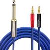Active Speaker Cable Mono 6.35mm to Dual Banana Spade for Amplifier Mixer 1/4 Inch Jack to 2Y OFC Audio Cable Gold Plated 1M 2M 300CM 5M 8M (Color: One Pair, Size: 1 Meter)(Single one,2meters) view 1