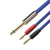 Active Speaker Cable Mono 6.35mm to Dual Banana Spade for Amplifier Mixer 1/4 Inch Jack to 2Y OFC Audio Cable Gold Plated 1M 2M 300CM 5M 8M (Color: One Pair, Size: 1 Meter)(Single one,2meters) view 2