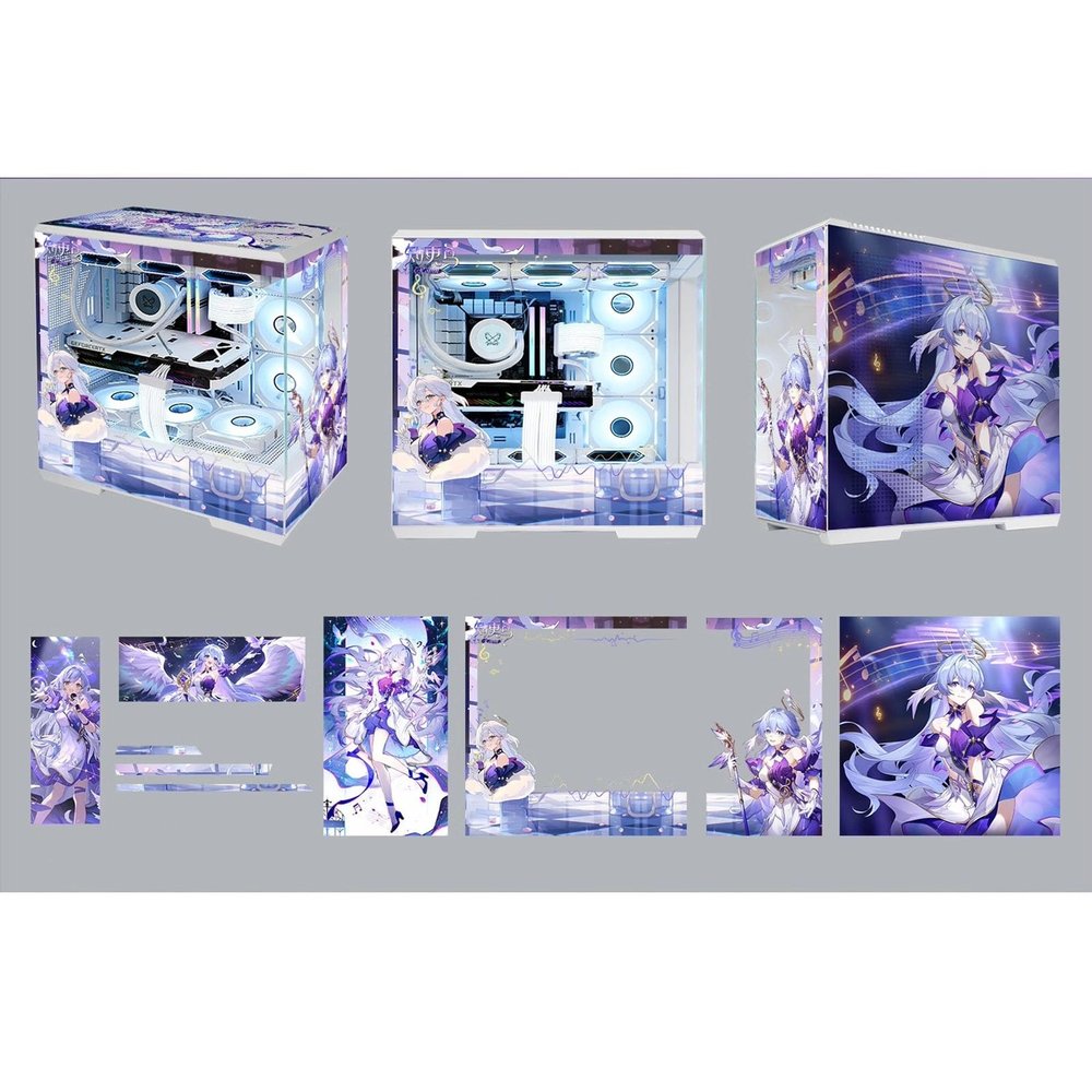 Computer Cases, Mid-Tower PC Gaming Case ATX/M-ATX/ITX - Front I/O TPYE-C Port - Tempered Glass- 10 Fan Installation Position - Includes 2 LED Light Boards