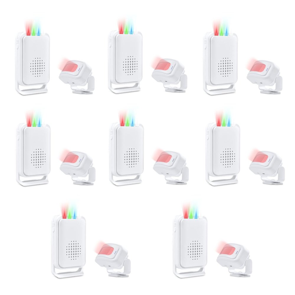 Nineleaf Motion Detector, Door Alarm, Store Door Alarm, Commercial Door Alarm, 17 Tones, 5 Volume Levels, Vibration Function, 918ft Range, 4 LED Indicators, 8PK