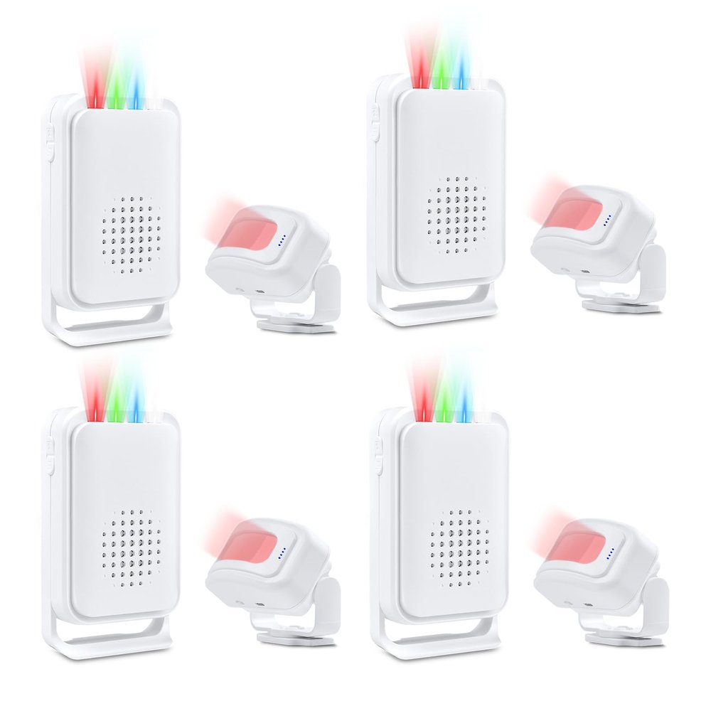 Nineleaf Motion Detector, Store Door Alarm, Commercial Door Alarm, 17 Tones, 5 Volume Levels, Vibration Function, 918ft Range, 4 LED Indicators, 4PK