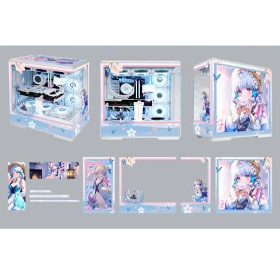 Computer Cases, Mid-Tower PC Gaming Case ATX/M-ATX/ITX - Front I/O TPYE-C Port - Tempered Glass- 10 Fan Installation Position - Includes 2 LED Light Boards