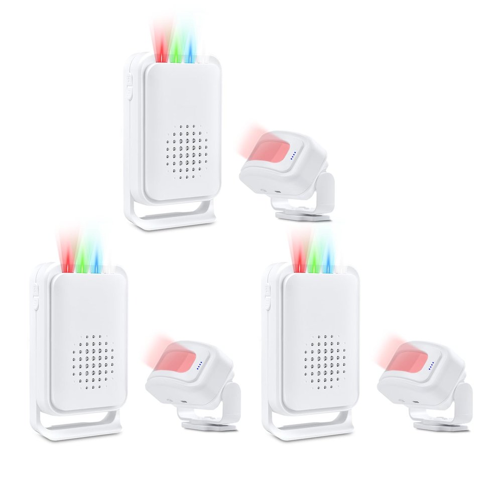 Nineleaf Motion Detector, Door Alarm, Store Door Alarm, Commercial Door Alarm, 17 Tones, 5 Volume Levels, Vibration Function, 918ft Range, 4 LED Indicators, 3PK