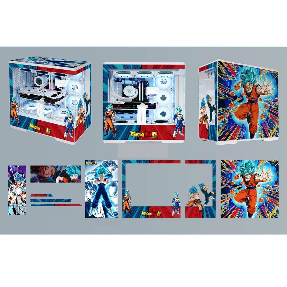 Computer Cases, Mid-Tower PC Gaming Case ATX/M-ATX/ITX - Front I/O TPYE-C Port - Tempered Glass- 10 Fan Installation Position - Includes 2 LED Light Boards