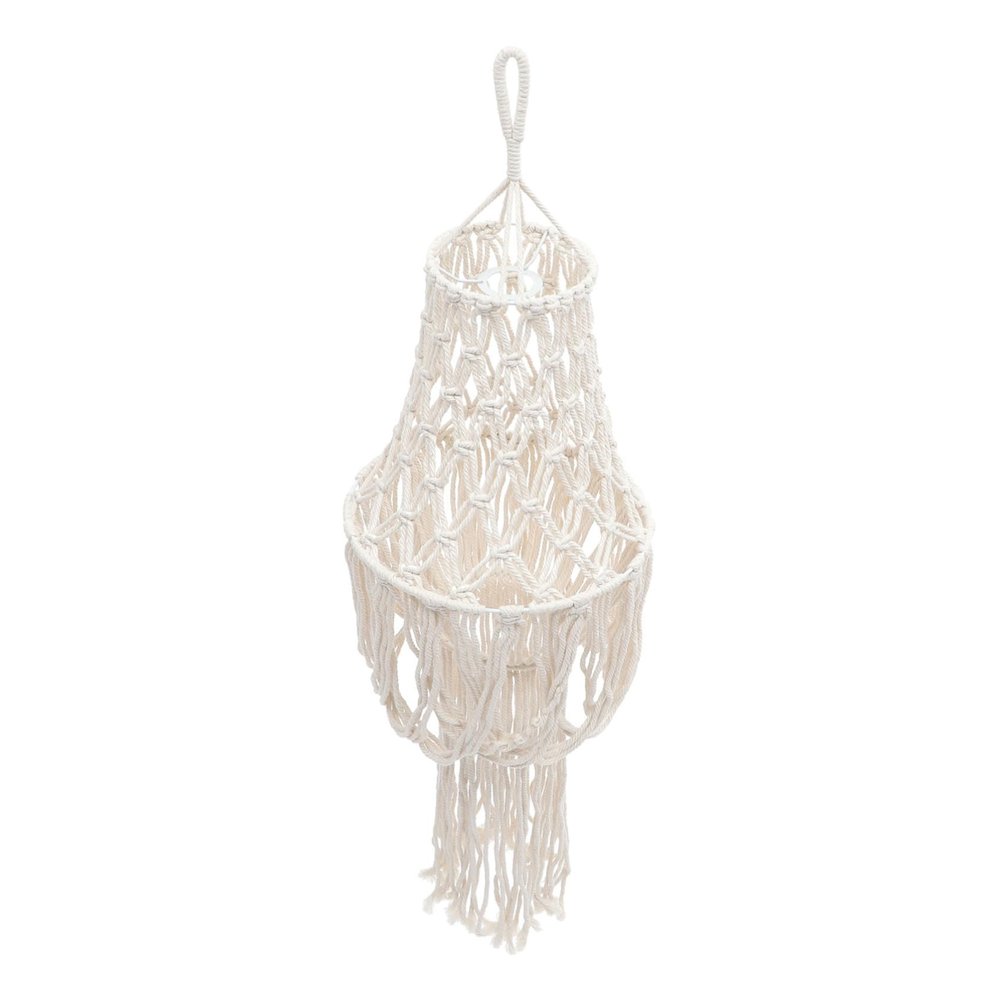 Cabilock Hand Woven Cotton Rope Lampshade Bohemian Decor Macrame Light Cover for Table Lamps