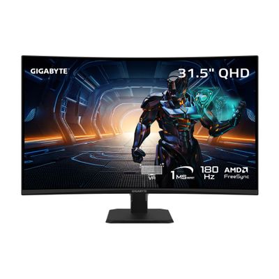 GIGABYTE - GS32QCA - Advanced Version - 31.5" VA Curved Gaming Monitor - QHD 2560x1440-180Hz - 1ms MPRT - AMD FreeSync - HDMI, DP - Black