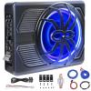 10" 800W Powered Car Subwoofer Systems Slim Under Seat, with Blue LED Light Car/Truck Audio Sub Built in Amplifier amp Combo Package view 1