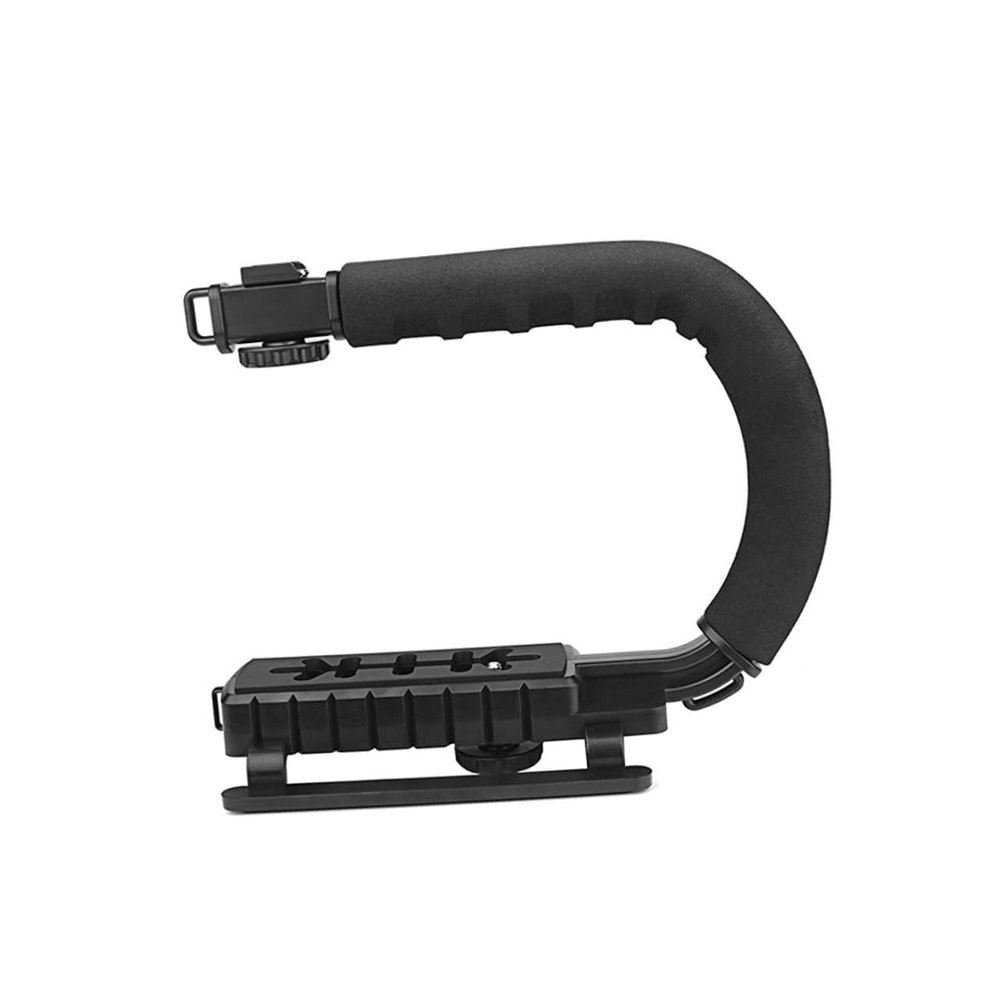jojofuny U Shape Bracket Handle Grip Stabilizer for Camera Three Hot -Skid Pads Handle for Comfort Moveable Screw for Secure Mounting