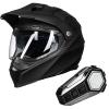 ILM Off Road Motorcycle Dual Sport Helmets Full Face Dirt Bike ATV Helmet (Matte Black, M) and Bluetooth Headset with Hi-Fi System view 1