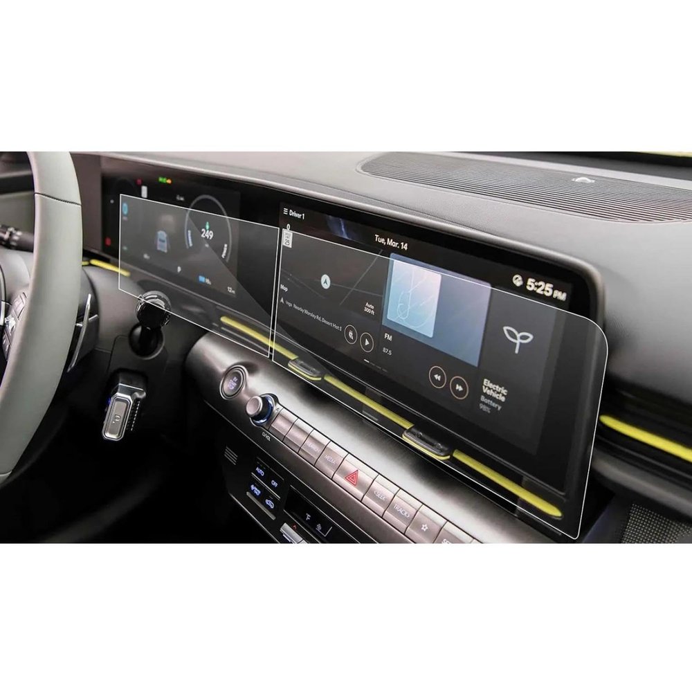 Oulesh Navigation Screen Tempered Film for Hyundai Kona 2024, Car 12.3 inch GPS Navigation Center Touch and Dashboard Screen Film