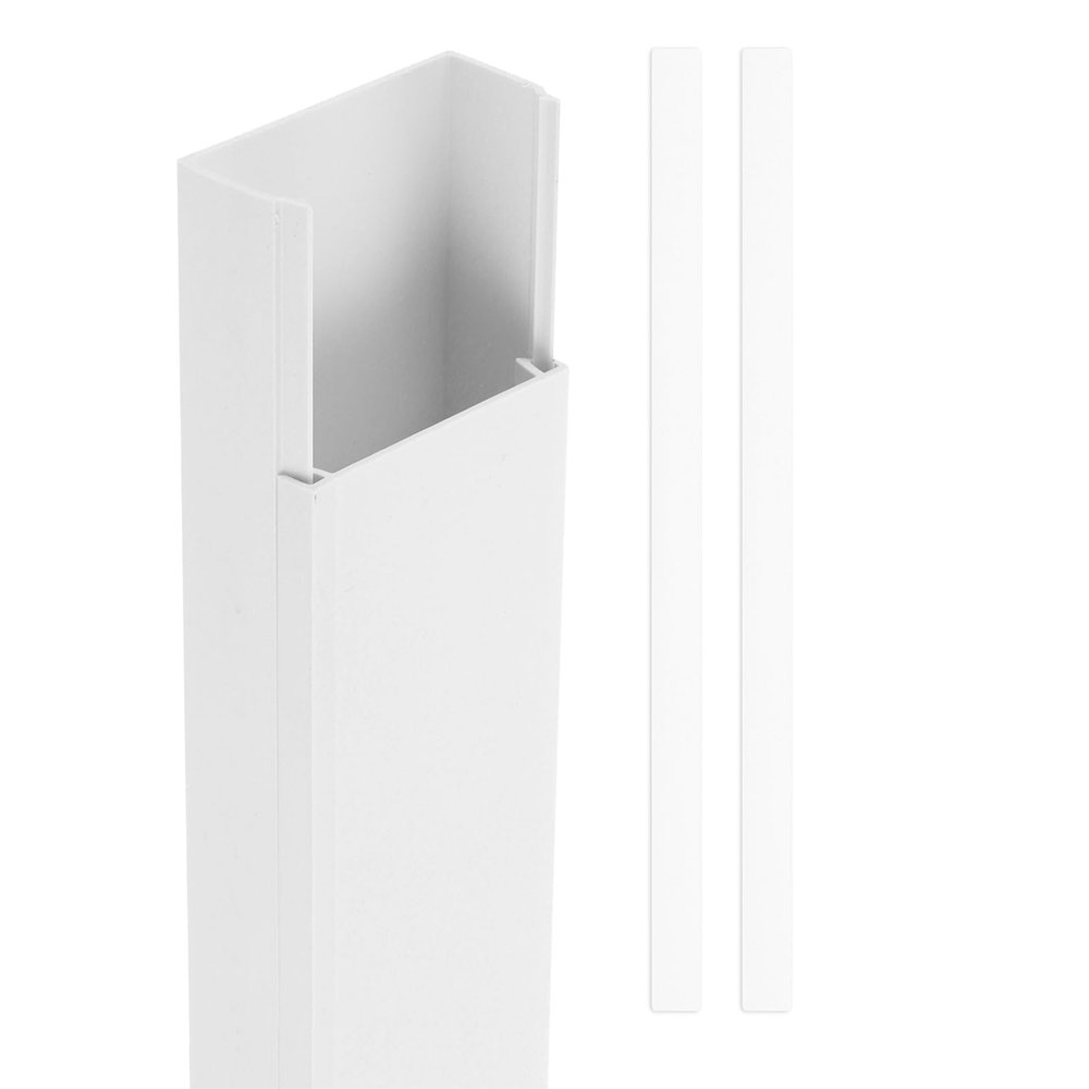 HARFINGTON 2pcs Cord Hider Wall 17inx2inx1in (LxWxH) PVC Cable Cover Self Adhesive Wire Hider Wall Mounted TV Cable Raceway for Cables Management (34in Total Length)