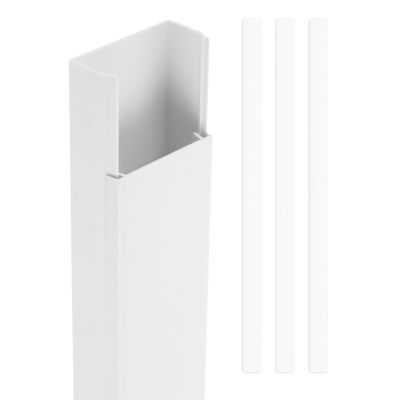 HARFINGTON 3pcs Cord Hider Wall 17inx2inx1in (LxWxH) PVC Cable Cover Self Adhesive Wire Hider Wall Mounted TV Cable Raceway for Cables Management (51in Total Length)