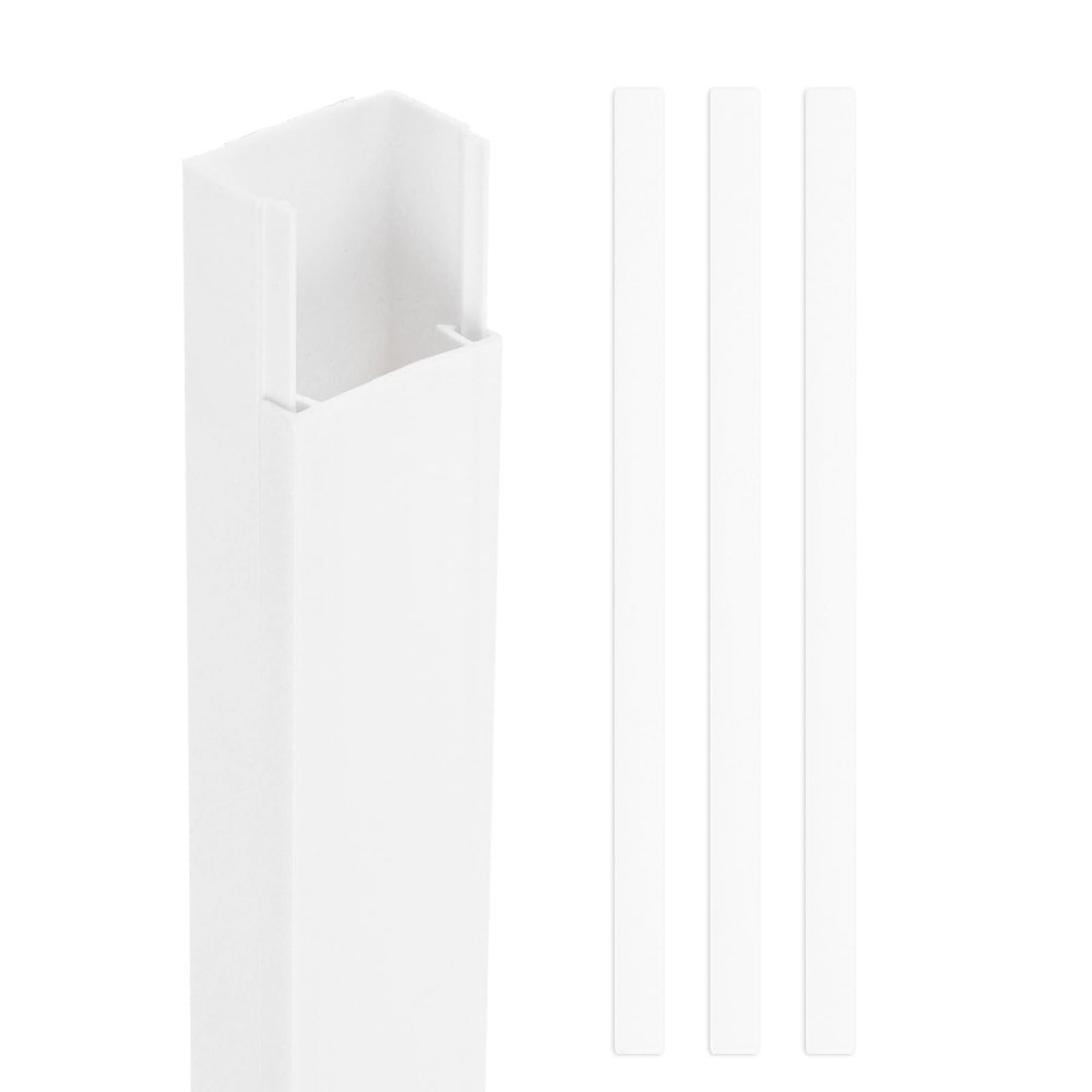 HARFINGTON 3pcs Cord Hider Wall 17inx1inx0.5in (LxWxH) PVC Cable Cover Self Adhesive Wire Hider Wall Mounted TV Cable Raceway for Cables Management (51in Total Length)